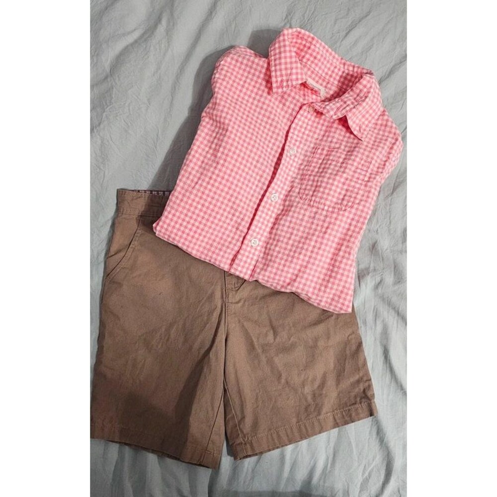 Boys size 5-6 Lands End button up and Ben Sherman Kaki Shorts